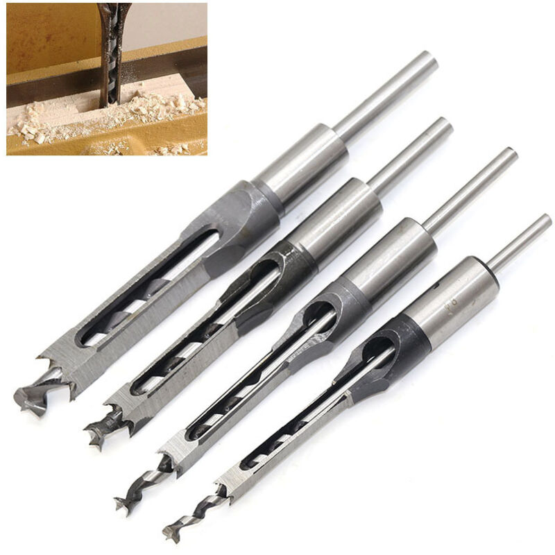 Holzbohrer Für Bohrmaschine – 4-teiliges Set Quadratischer Bohrer Aus Schnellarbeitsstahl – Größen 1/4, 5/16, 3/8, 1/2 Zoll – Für Präzises Bohren
