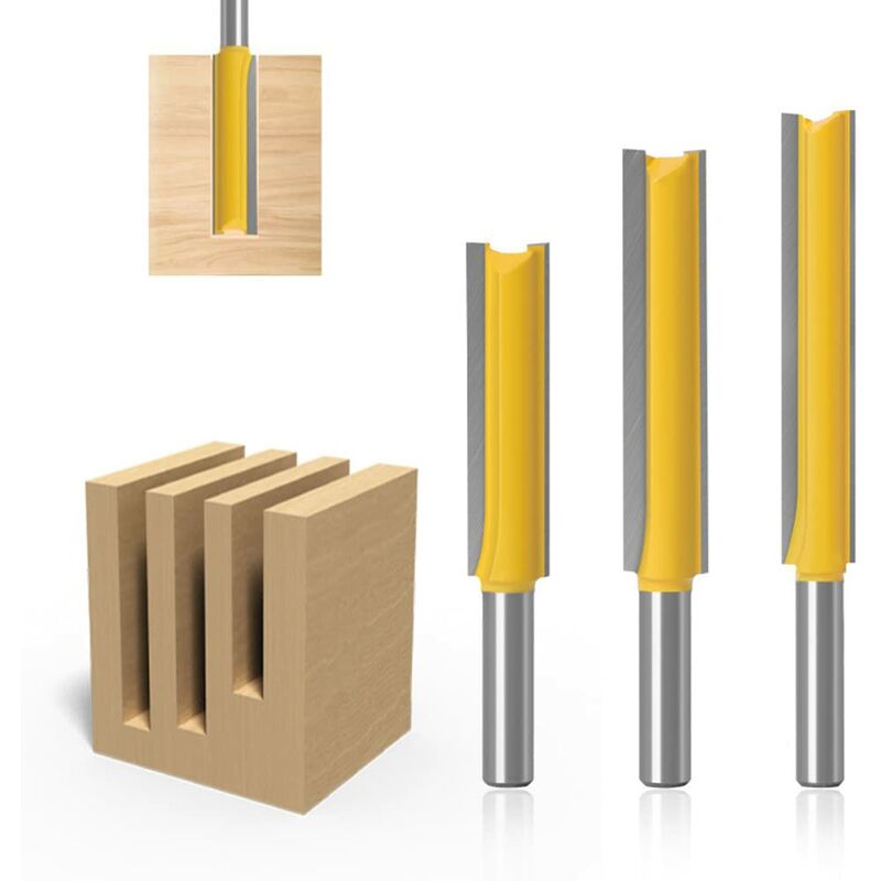 3 Stück 8 Mm Gerade Spannzangen-satz, Holzfräser Aus Hartmetall, 3-teiliges Set Extra Lange Gerade Fräser 8 X 12,7 X 50, 8 X 12,7 X 63, 8 X 12,7 X 76