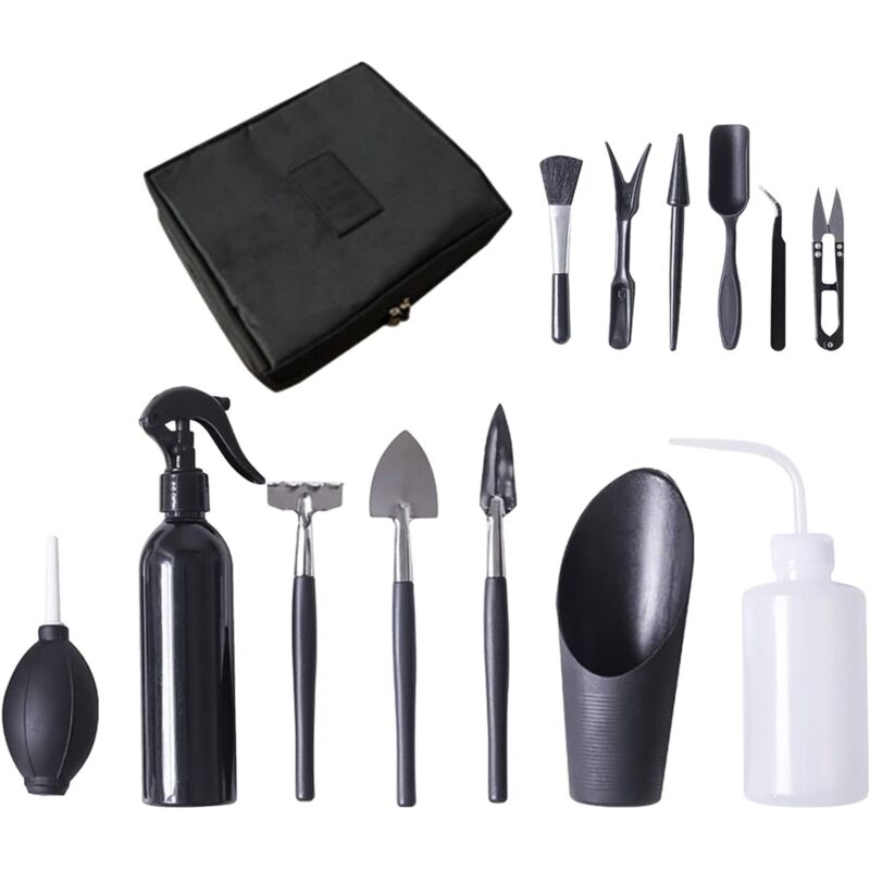13-teiliges Bonsai-werkzeugset, Mini-werkzeuge Für Sukkulenten, Aus Stahl Mit Ledertasche