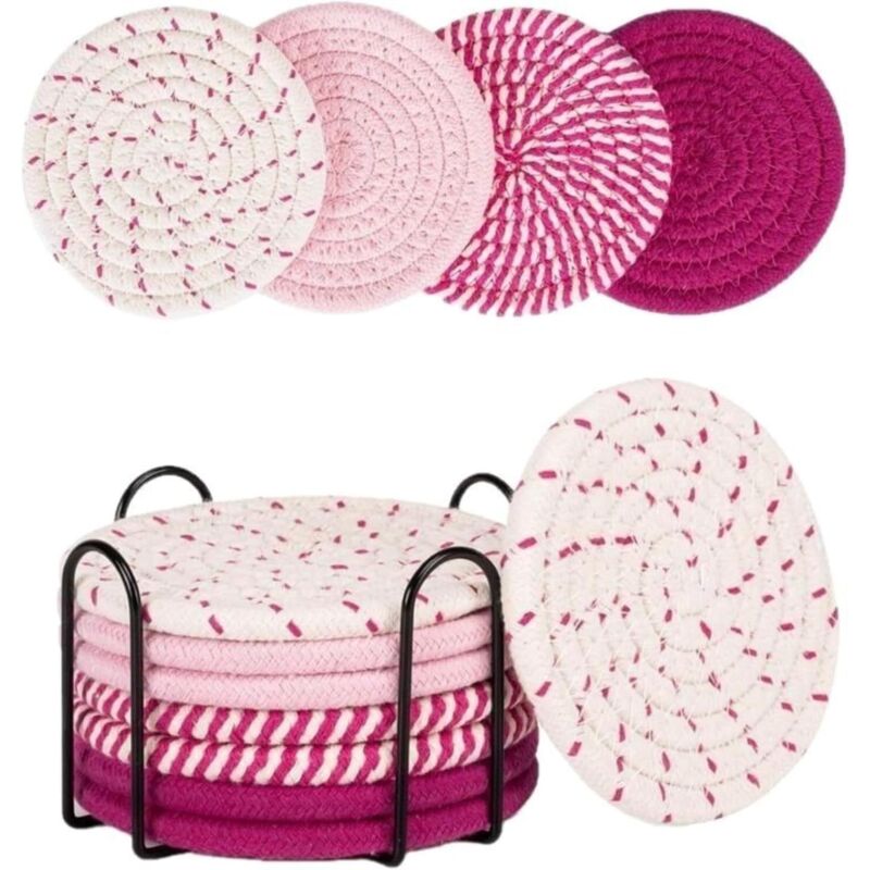 Set Aus 8 Gewebten Teppichen – Schutz Vor Induktion – Rosa –