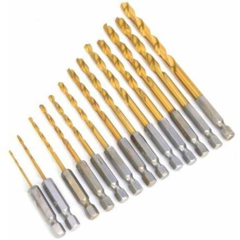 13-teiliges Holzbohrer-set Für Bohrmaschinen, Hss-bohrer Mit 1/4-zoll-sechskantschaft, Spiral-schneidkanten Von 1,5 Bis 6,5 Mm, Geeignet Für Holz, Eisen Und Stahl