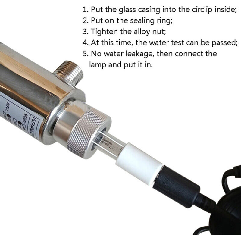 220 V 12 W Uv-wasserreiniger Aus Edelstahl - Sterilisator Für Aquarien - Trinkwasseraufbereitung - Industrielle Desinfektion - Reinigungsfilter