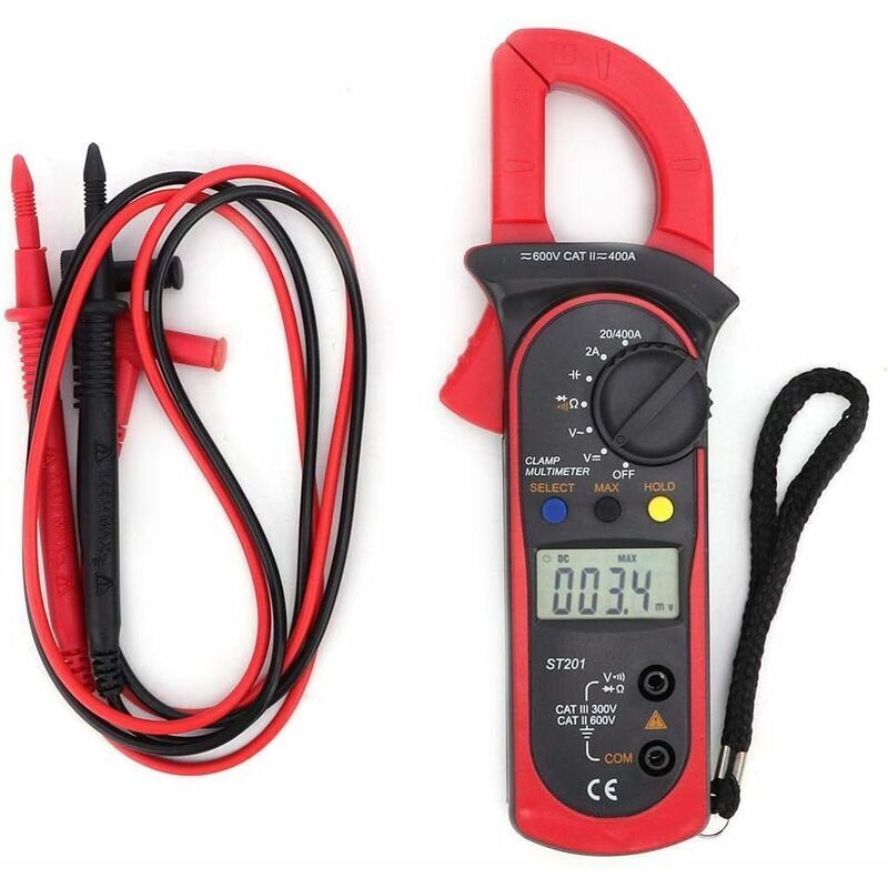 St201 Automatisches Digital-multimeter Mit Stromzange, Dc/ac-stromzangen-multimeter, Tester Für Diode, Widerstand Und Spannung (rot), 7,521 Cm