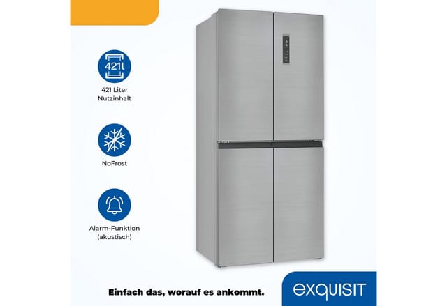 exquisit Multi Door MD425-150-040C inoxlook, 180 cm hoch, 79 cm breit