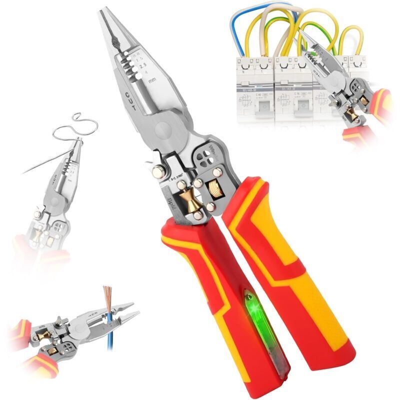 Automatische Abisolierzange, 9-in-1-multifunktions-abisolierzange Für Elektriker, Schneidende Elektrowerkzeuge Mit Strommessfunktion Zum Abisolieren, Crimpen Und Wickeln