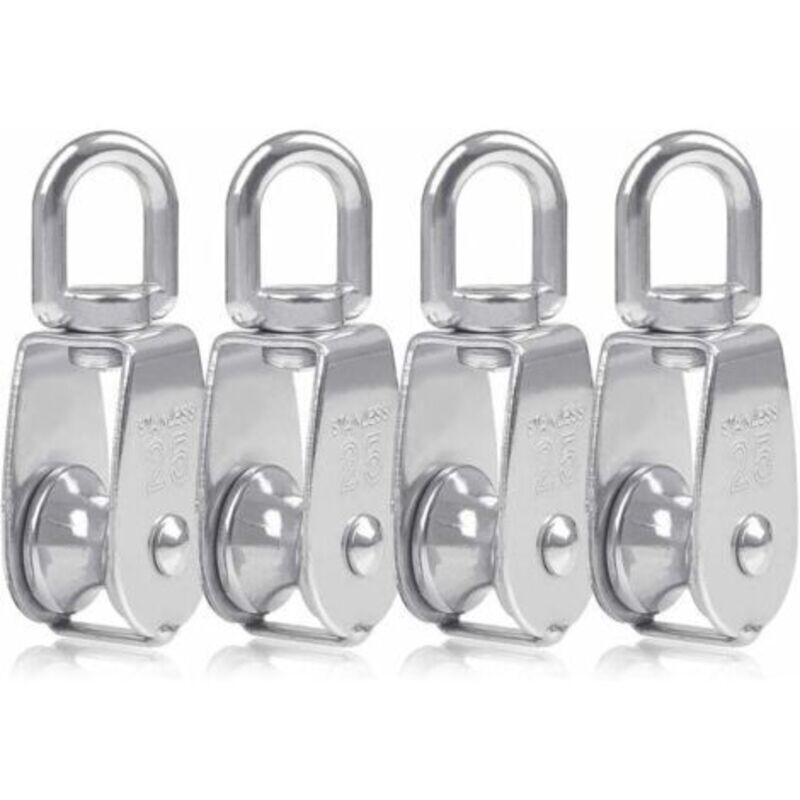 4er-set M25-rolle Aus Edelstahl Für Seile, Umlenkrollenblock Mit Riemenscheibe, Tragfähigkeit 150 Kg Für Innen- Und Außenbereich, 8,532 Cm (silber)
