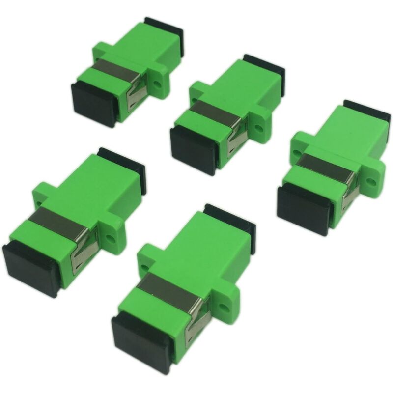 Adapter Für Monomode-glasfaser, Sc-buchse Auf Sc-buchse, Simplex-glasfaser-apc-koppler, Montagestecker Für Netzwerkkoppler (grün), 5er-pack