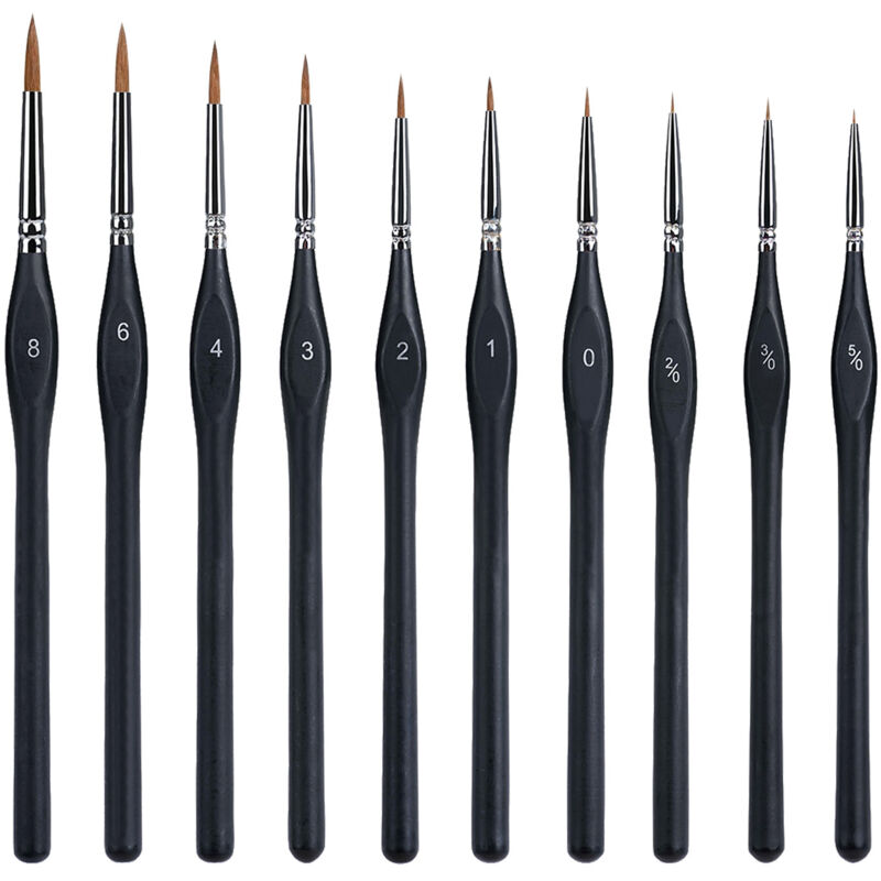 1 Set Mit 10 Malpinseln, Feiner Pinsel, Mini-pinsel, Dünne Pinsel, Kleine Pinsel, Mikropinsel, Spitzpinsel.