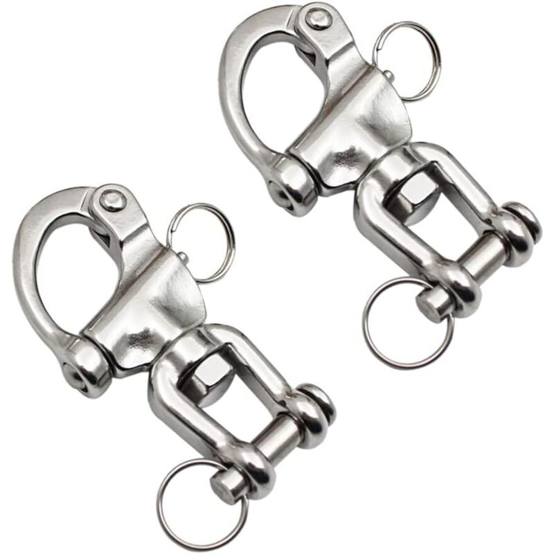 Drehbarer Karabinerhaken Mit Wirbel, 2 Stück, Edelstahlgriff, Schnelle Verbindungsringe Aus Edelstahl 316, Mariner Edelstahl-karabiner, Befestigungshaken, Schneller Federhaken Für Fallreep, Segel, 70