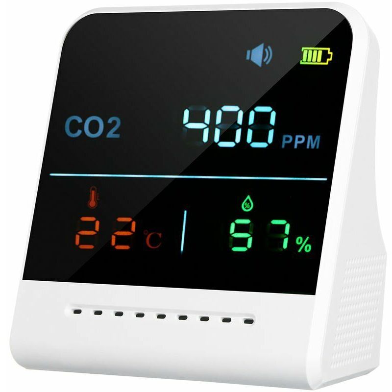 Luftqualitätsmonitor Co2-alarmdetektor Lcd-bildschirm Anzeige Der Innenraumtemperatur Und Luftfeuchtigkeit 1000 Mah Wiederaufladbar - Weiß, Typ 2