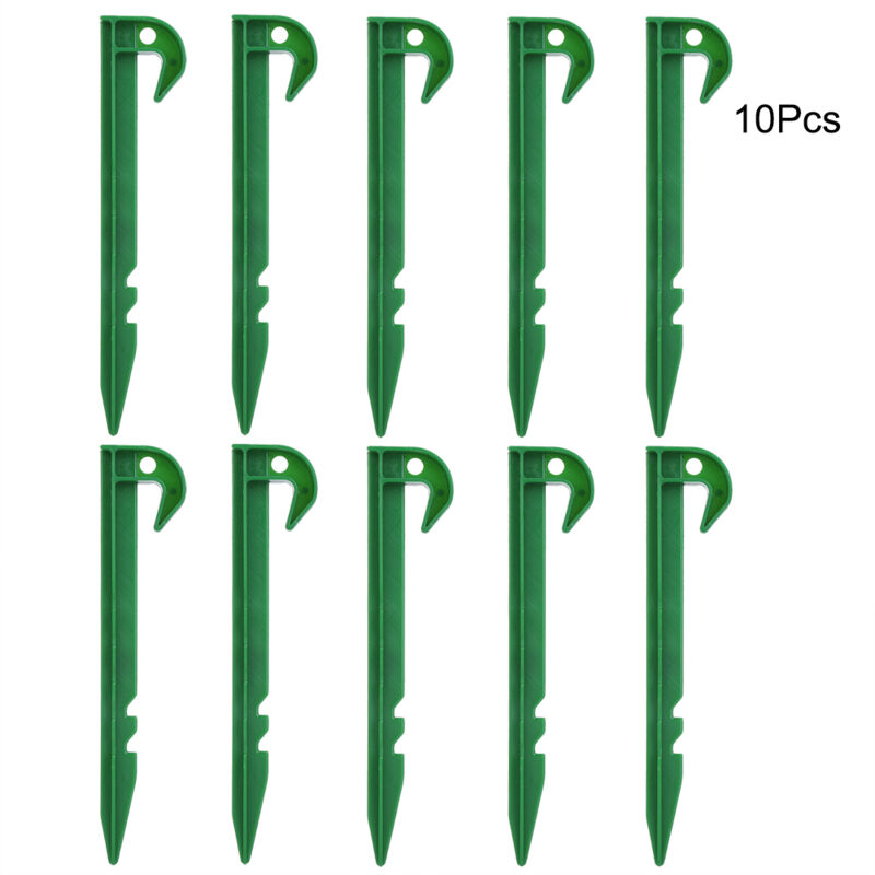 Satz Von 10 Gartenpfählen, Extra Breit, 14,5 Cm Lang, Aus Grünem Kunststoff, Befestigungspfähle Für Den Garten, Erdnägel, Campingpfähle, Für Bodennägel, Randstreifen Aus Gewebe