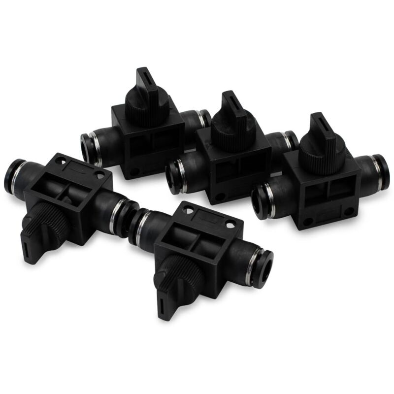 Packung Mit 5 Schläuchen (10 Mm Außendurchmesser), Kugelhahn, Luftmengenregler, Gerader Pneumatischer Verschraubung Mit Schnellanschluss