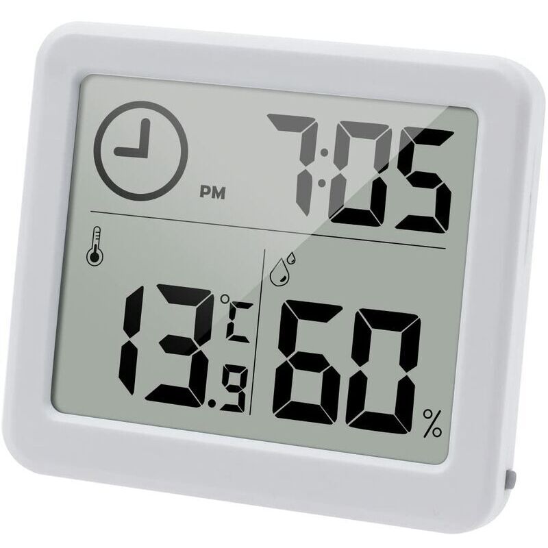 Digitales Thermometer/hygrometer Mit Großem 3,2-zoll-lcd-bildschirm, Innenraum-klimamonitor, Temperatur- Und Feuchtigkeitsmesser Mit Uhr (weiß)