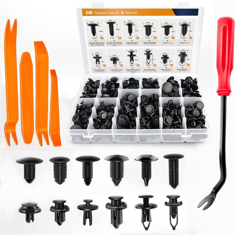 240er Set Stoßfänger-clips, Kunststoff-nietbefestigungen Für Autos, Druckclips Zur Befestigung Von Türverkleidungen Und Kotflügeln.