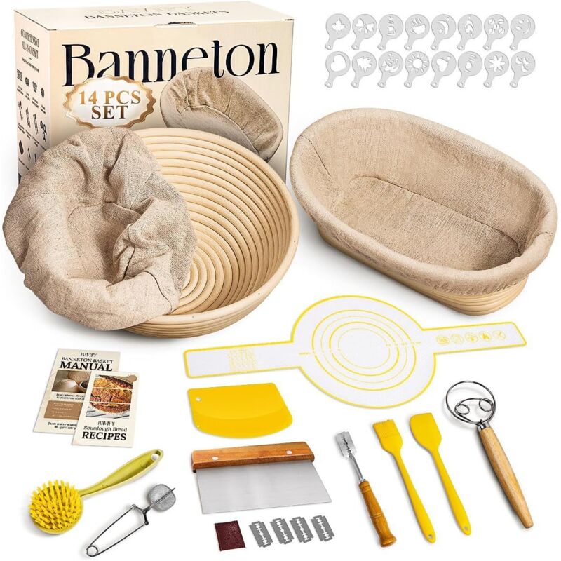 Set Aus Runden 23 Cm Und Ovalen 25 Cm Gärkörben, Starter-kit Für Sauerteigbrot