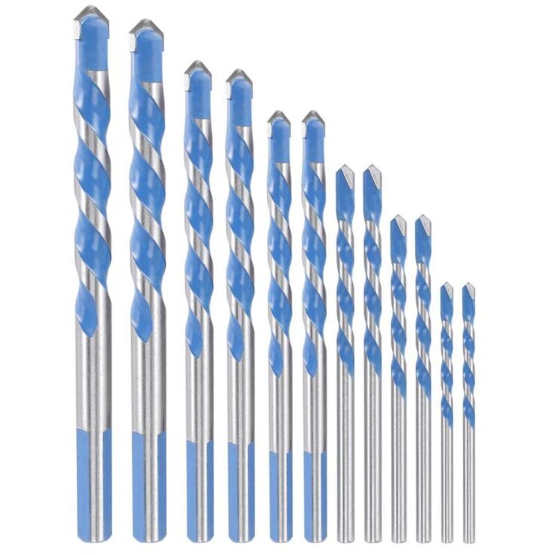 12-teiliges Set Maurerbohrer Aus Hartmetall, 3-12 Mm, Für Ziegel-, Zement-, Beton-, Glas- Und Holzwände