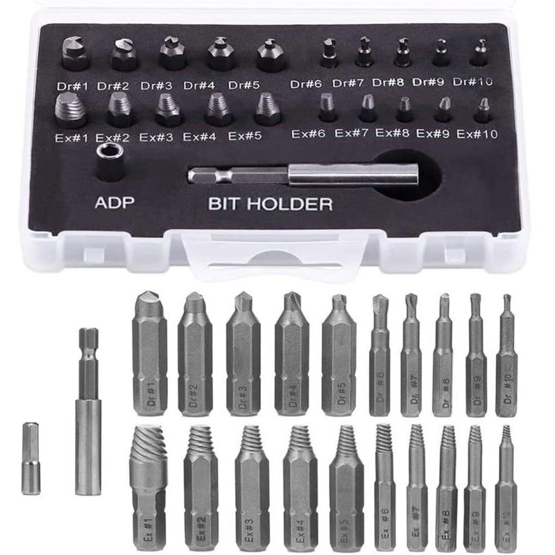 22-teiliger Satz Zum Entfernen Abgebrochener Schrauben, Magnetischer Bit-halter Und Stecknussadapter Für Abgebrochene Schrauben, Ausdreher Für Beschädigte Bolzen