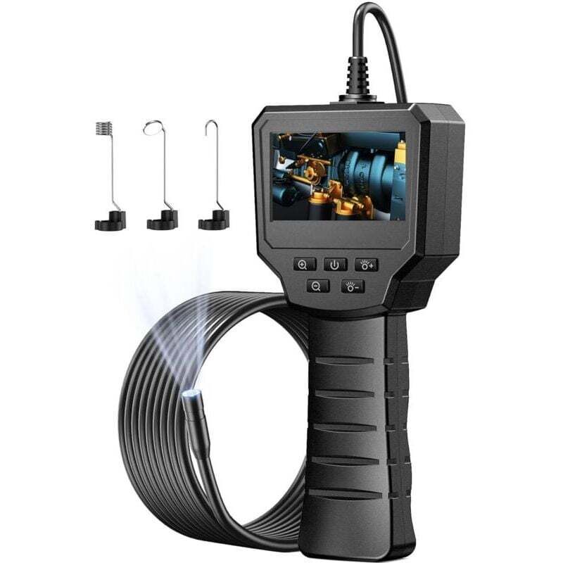 Inspektionskamera, 2,4 Zoll, 1440p Hd Kamera Mit 2,0 Mp Und 6 Einstellbaren Leds, Digitale Wasserdichte Ip67-kamera Mit 8 Mm, Halbsteifes Kabel, 5 M