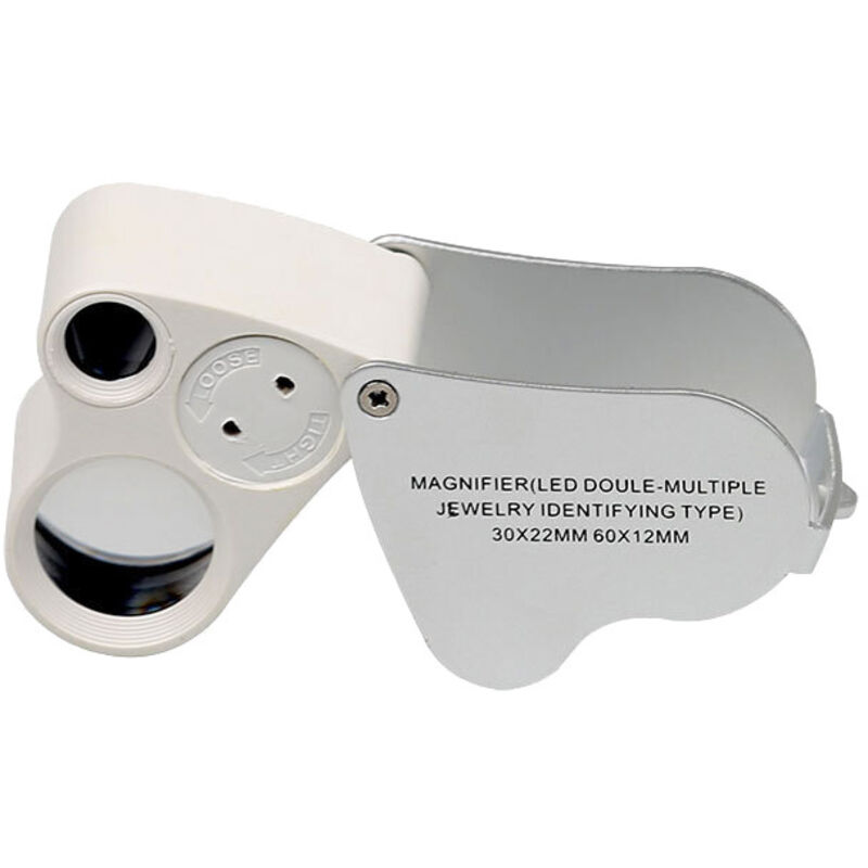 Beleuchtete Juwelierlupe Mit Led, Doppelter Fokussierung, 60x (12 Mm) Und 30x.