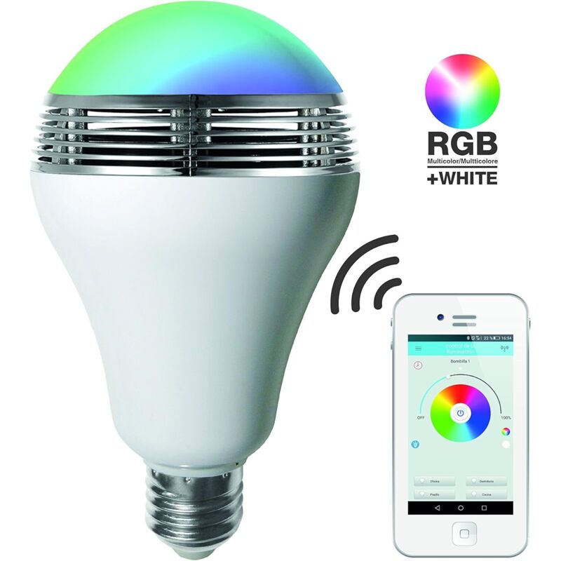 Lampadina Led Rgb Con Altoparlante E27, 12w, Bianca, 14 X 8 X 8 Cm [classe Energetica A+]