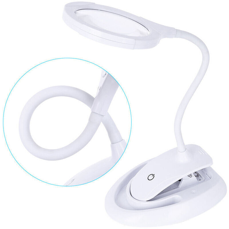 Erleuchtete Lupe, Lupe Mit Licht, 5x 10x Lupenlampe Mit Ständer Und Klemme, Wiederaufladbare Bürolupenlampe Mit Einstellbarer Helligkeit Für Naharbeit Und Lesen