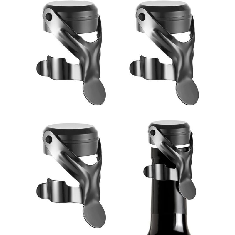 Edelstahl-champagnerkorken, 4er-pack Sektverschluss, Silikon-weinkorken, Champagnerflaschenverschluss, Wiederverwendbare Champagnerkorken – Hält Die Kohlensäure