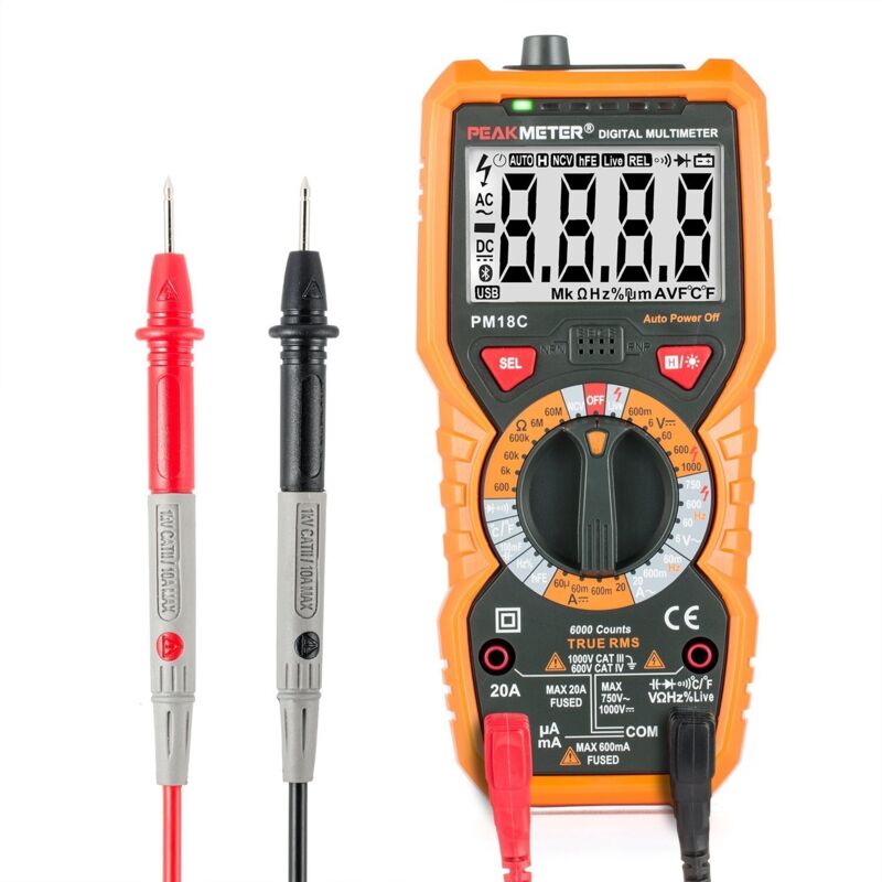 Digitales Multimeter Pm18c, Automatisches Ac/dc-multimeter Ohne Kontakt, Elektrischer Digitaltester, Voltmeter, Amperemeter, Ohmmeter, Spannungsdetektor, Hold-funktion Mit Hintergrundbeleuchtetem Disp