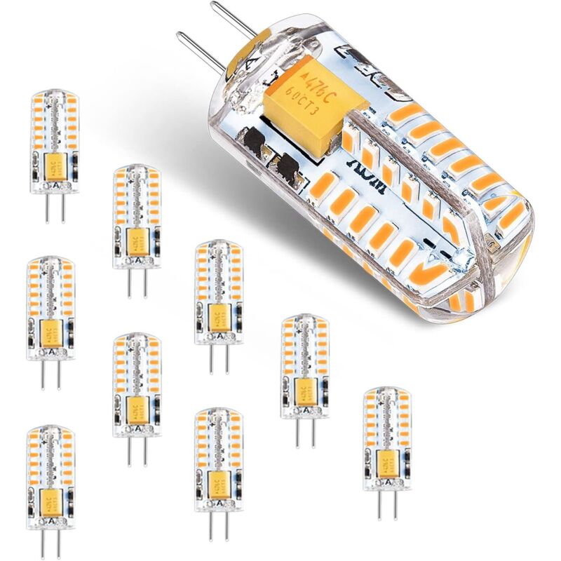Led-g4-lampen, 12v Ac/dc, 3w, Flimmerfrei, Energiesparend (entspricht 30w Halogenlampe), Warmweiß 3000k, G4-led-licht, 300lm, Nicht Dimmbar, 10er-pack