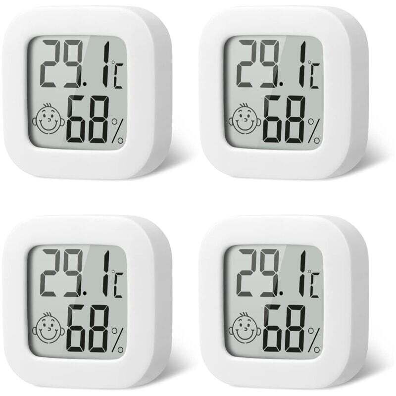 4er-pack Innen-thermometer Mini-thermometer Hygrometer Hohe Präzision Temperatur- Und Feuchtigkeitsmonitor Mit Komfort-luftsymbol Für Küche, Babyzimmer, Gewächshaus, Lager Und Büro