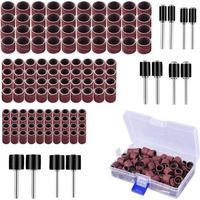 132 Stück Schleiftrommel-gummiteile Mit Kostenloser Box, Einschließlich 120 Stück Schleifbänder Und 12 Stück Trommelaufnahmen Für Dremel-rotationswerkzeuge