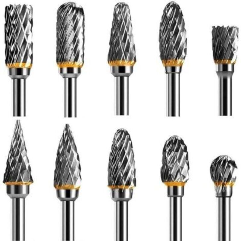 Satz Aus Rotierenden Hartmetall-stahlfräsern, Doppelschneidig Für Rotationswerkzeuge, 10 Stück Mit 1/8-zoll-schaft Für Rotationswerkzeuge Zum Diy-holzschnitzen