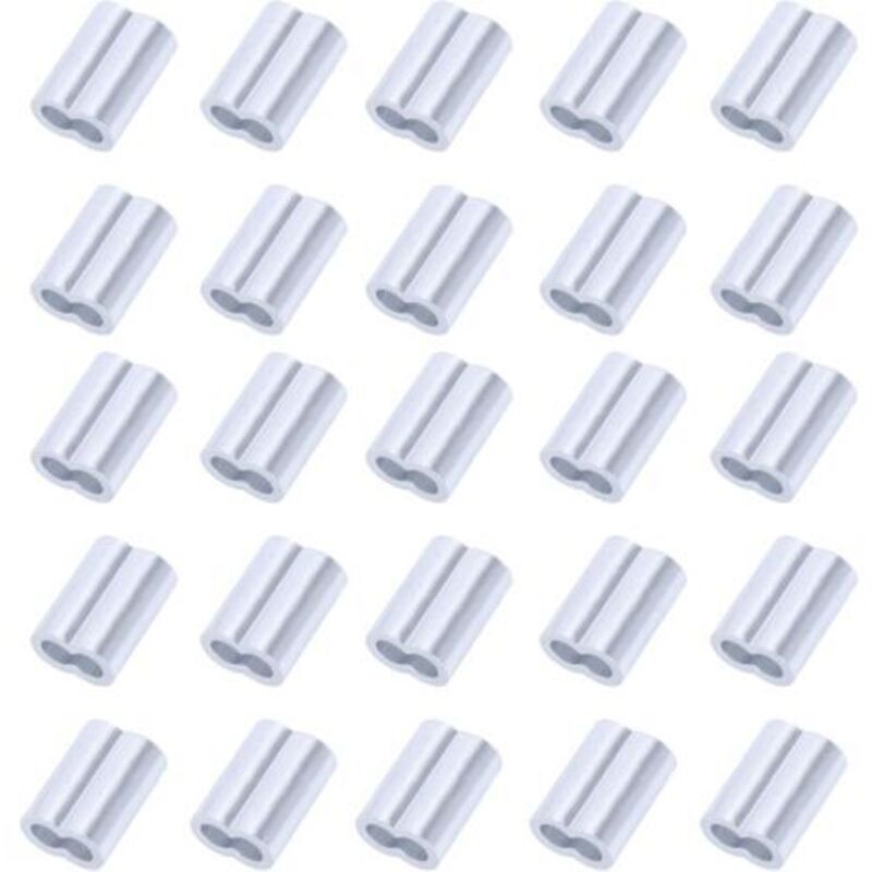 Satz Von 25 Aluminium-klemmen - 6 Mm - Für Stahl- Und Gummikabel