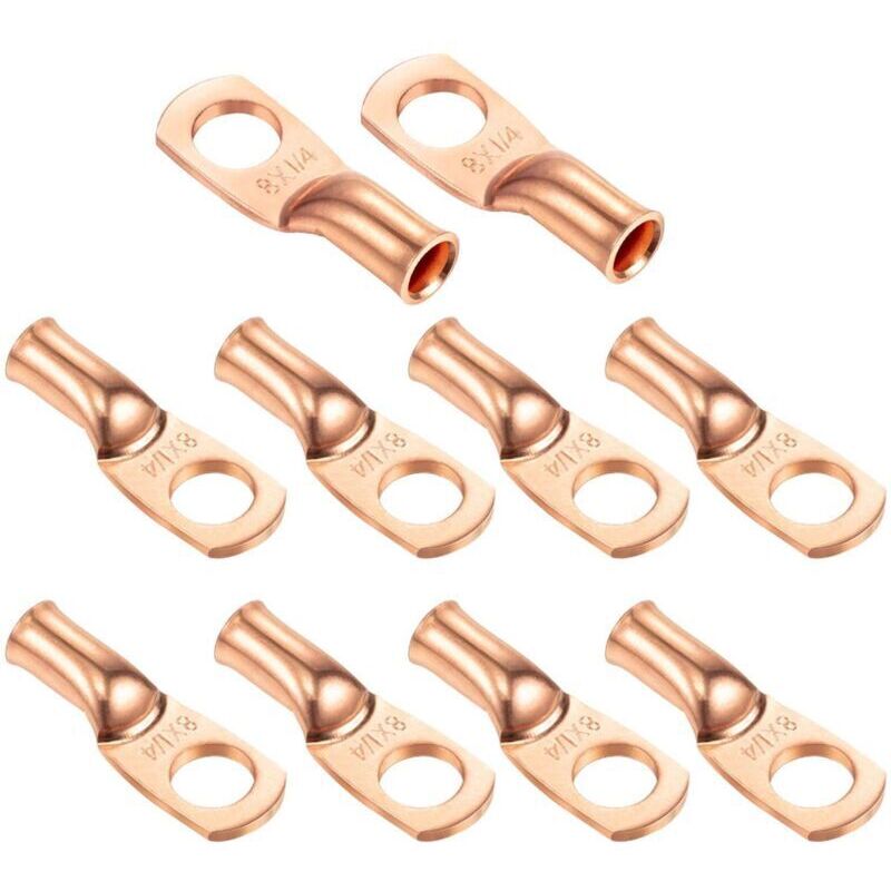 Shining House Kabelschuh Zum Pressen, Batterieanschlussenden, 0,41 Zoll, 8 Awg, Röhrenförmige Ringklemmen, Geschlossene Endverbinder, Kupfer-ösen, 10 Stück
