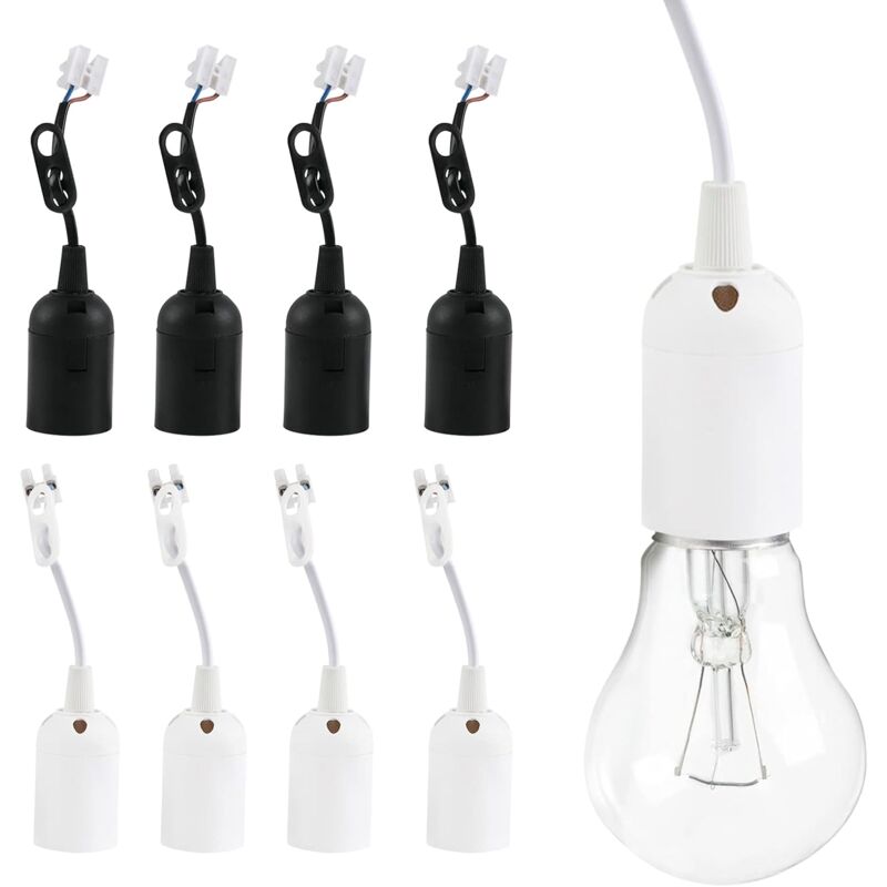 E27 Lampenfassung, 8 Stück Lampenfassungen Mit Kabel, Kunststoffsockel Für Küche, Büro, Pflanzenwachstumsbeleuchtung Und Aquariumlicht