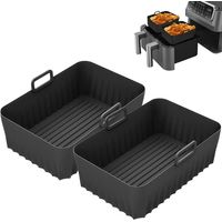 2er-pack Silikonform Für Heißluftfritteuse, 21×14×7 Cm Silikonform Für Ninja Foodi Af400eu Af300eu Double Stack Sl400eu 9,5l, Zubehör Für Heißluftfritteuse Für Instant Pot Ultenic Masterpro