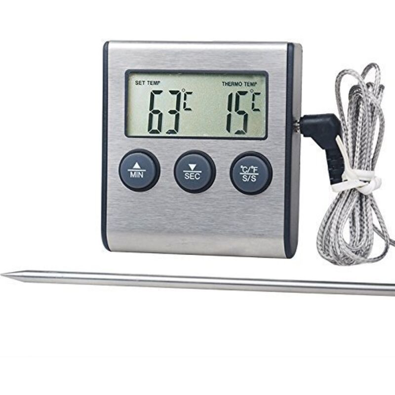 Bbq-thermometer - Bbq-thermometer Mit Lebensmittel-sonde Zur Fleischzubereitung, Thermometer Mit Timer, Temperaturmessgerät