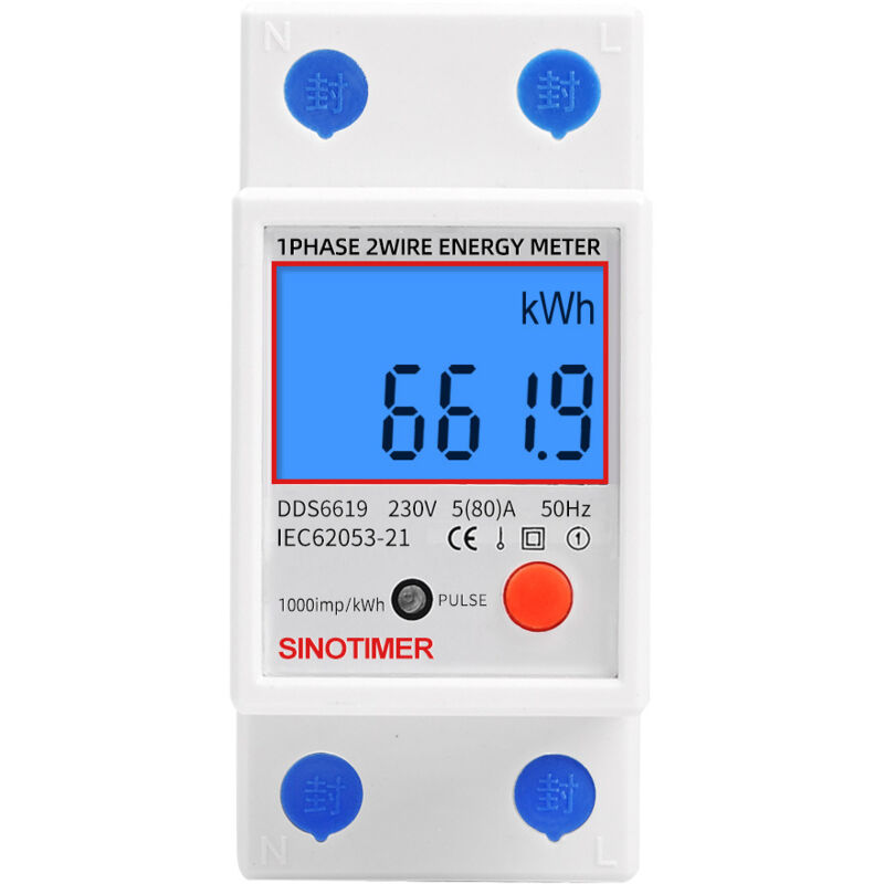 Einphasiger Mid-zertifizierter Unterzähler 45a Zur Abrechnung, Lcd-led-verbrauchsanzeige, Modular Für Schalttafeln