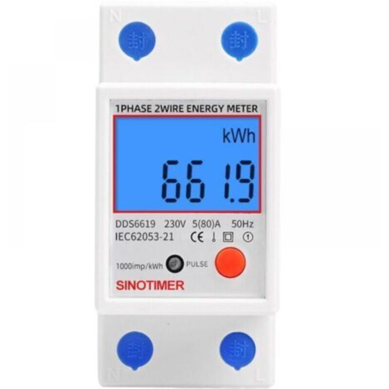 Einphasiger Unterzähler, Mid-zertifiziert, 45a Max, Modular, Ein-tarif, Lcd-anzeige