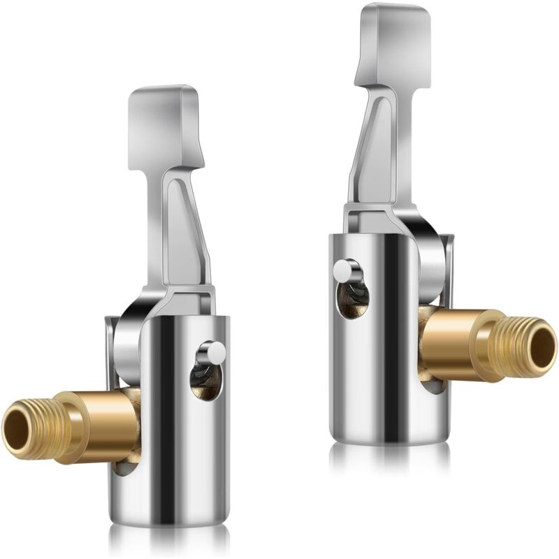 2 Stück Auto-reifenaufblasdüse, Fahrradpumpenventil, Auto-reifenventilaufsatz, Ballaufblasdüse, Kompressor-luftpumpen-fahrradventiladapter, Messingclip-adapter