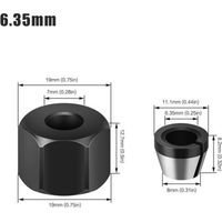 6,35 Mm Spannzangenfutter Mit Mutter Für Gravur, Schneidemaschine, Fräseradapter, Elektrofaser, Fräszubehör