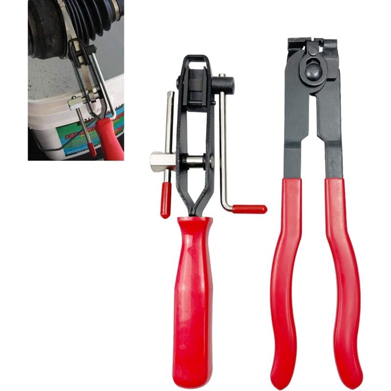 Schlauchbandzangen, 2 Stück: Schlauchbandzangen Mit Universalgelenk Und Crimp-schlauchbandzangen