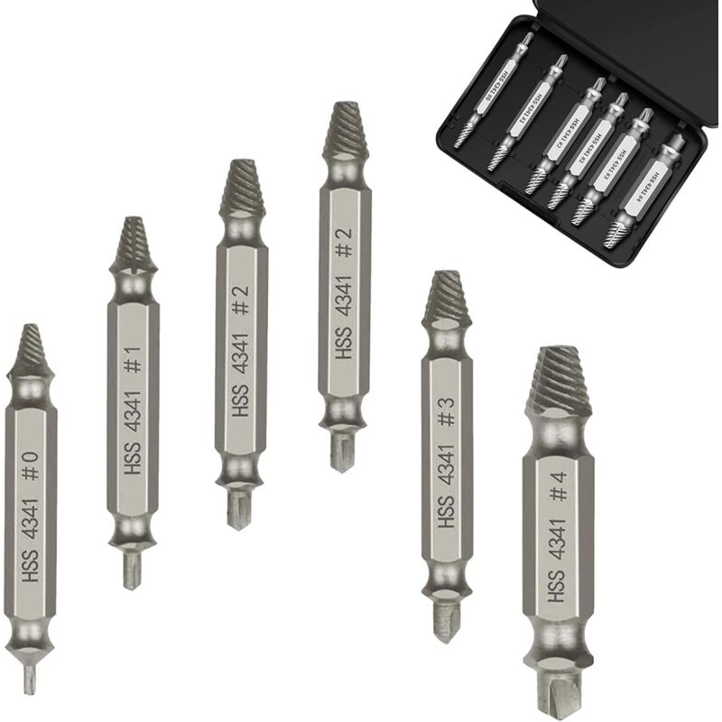 Set Di 6 Estrattori Per Viti Danneggiate Hss 4341 (argento)