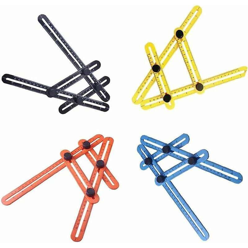 4 Stück Mehrwinkel-lineal, Mehrwinkel-messvorlage, Mehrwinkel-messwerkzeug Aus Abs-kunststoff Für Heimwerker, Bauarbeiter, Handwerker Und Tischler (4 Farben)