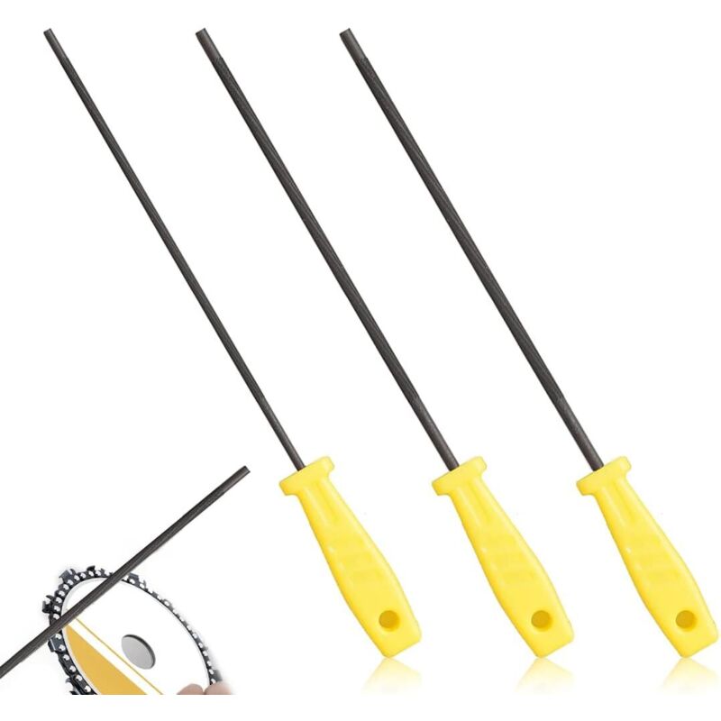 3er-pack Feilen Für Kettensägen, Kettenfeilen Mit Griff, Leicht Zu Halten, 3 Größen 4,0 Mm, 4,8 Mm, 5,5 Mm, Für Kettensägen (gelb)