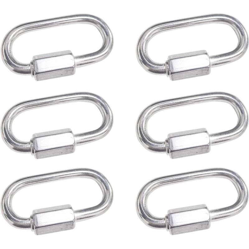 Set Aus 6 Schnellen Verbindungsstangen Aus Edelstahl M4 Mit Edelstahl-verschlussschnallen Und Ovalen Schrauben, Sehr Langlebig, Geeignet Für Innen- Und Außenbereich, Camping Und Wandern