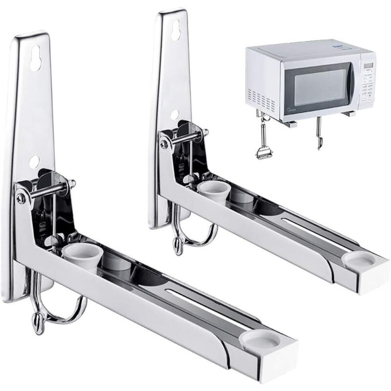2 Stück Edelstahl-mikrowellenhalterungen Mit Haken, Wandhalterung, Regal Für Mikrowelle Und Ofen