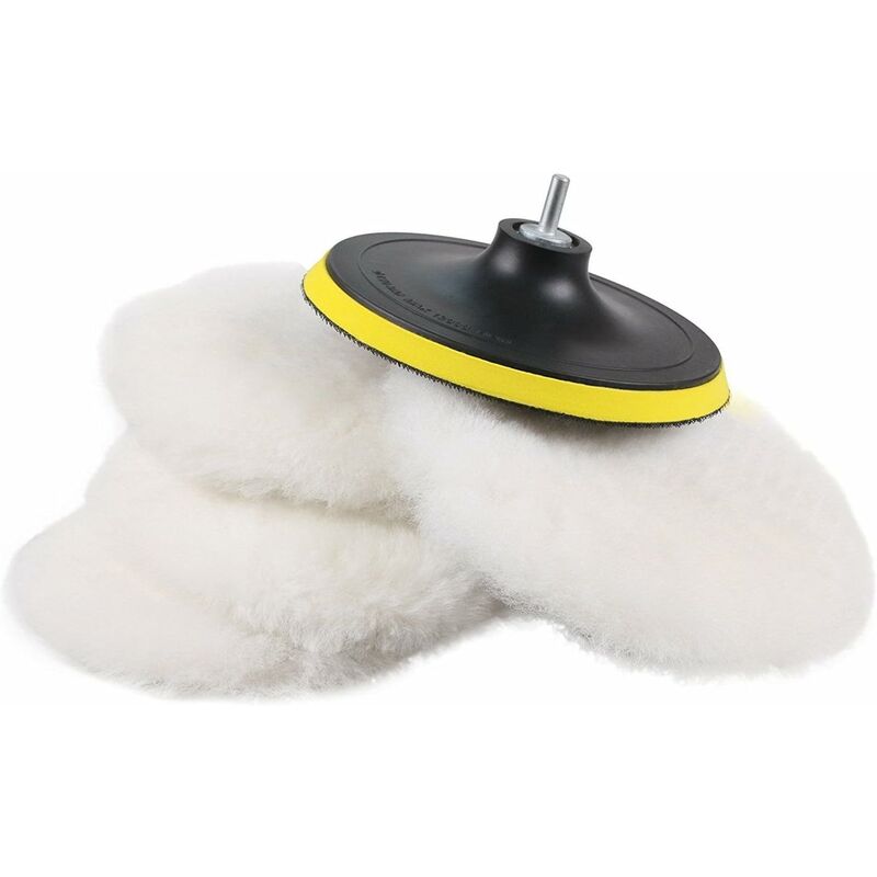 5 Stück Tao 150 Mm Polierhaube + Wollpolierscheibe Schwamm Polierpad Polierkissen Mit M14 Bohreradapter Für Poliermaschine
