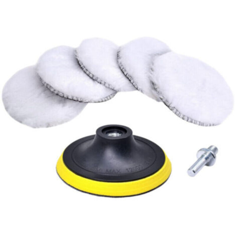 80 Mm Wollpolierschwamm, 7-teiliges Polierscheiben-set, Zum Polieren Und Wachsen Von Autos, Mit M10 Bohrmaschinenadapter