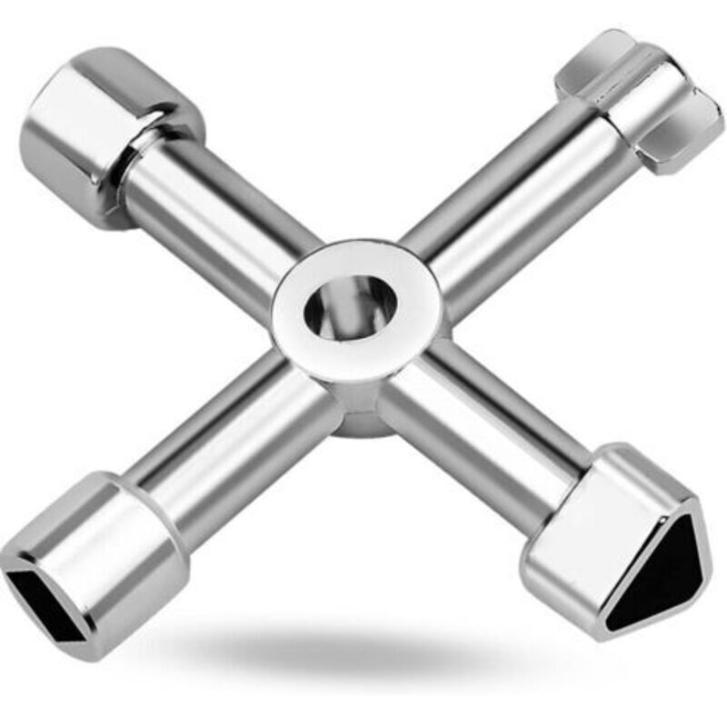4-in-1-multifunktionsschlüssel, Vierkantiger Dreiecks-schlüssel Für Aufzüge, Elektroschränke Und Ventile (silber)