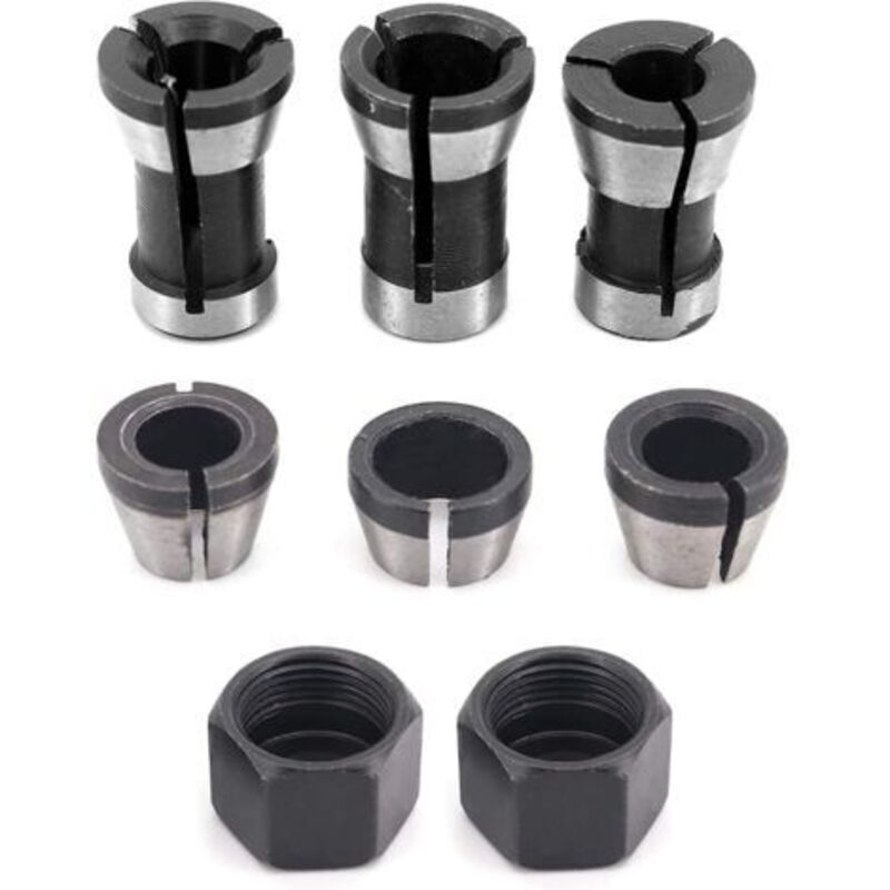 Satz Von 8 Fräsadaptern Für Elektrische Gravurmaschinen, 6 Mm, 6,35 Mm, 8 Mm + 2 Stück (mutter) Für Gravurmaschine, Holzfräse, Graviermaschine